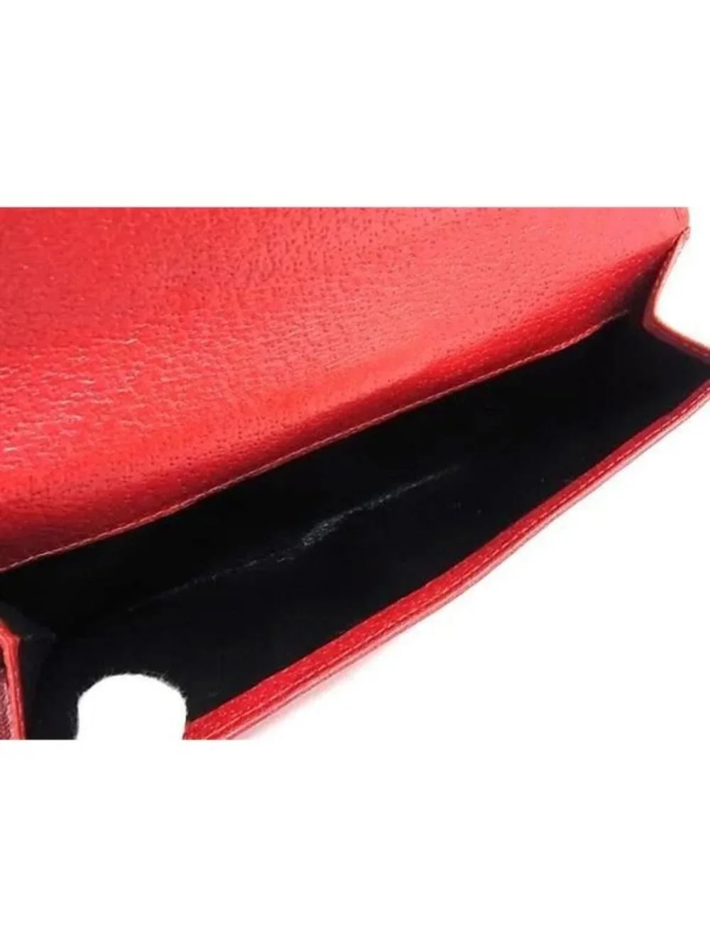 Gucci Wallet 035 Red Leather Hook Bifold Silver - Picture 5 of 6